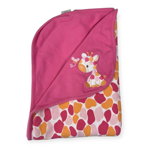 Gymboree Jolly Giraffe Pink Orange Spotted Baby Blanket Embroidered 2016